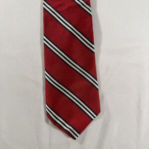Vintage Bert Pulitzer Red Black Striped All Silk Tie Made in USA Preppy 3.5x57"